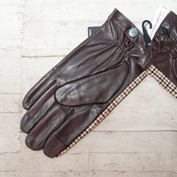 NWT Express Genuine Leather Houndstooth Touchscreen Compatible Gloves - Picture 4 of 9